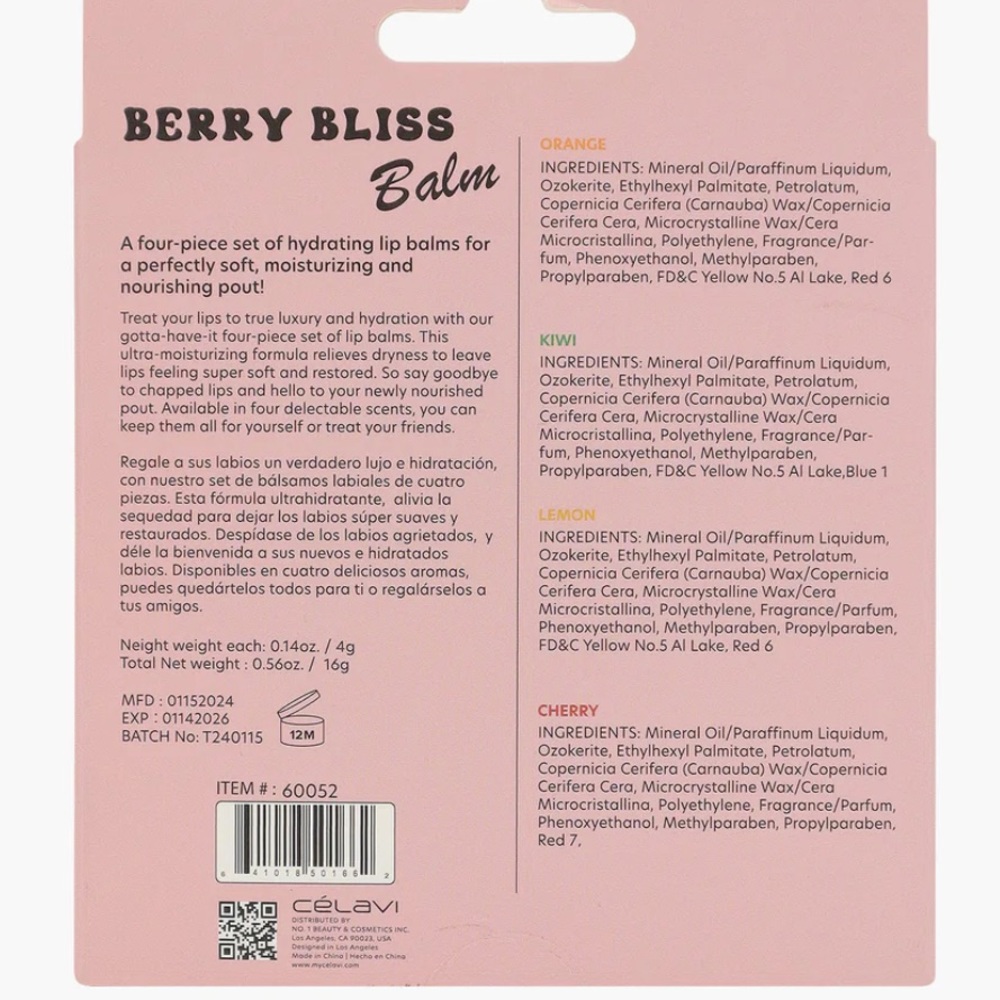 BUY NOW* CELAVI Berry Bliss Balm Set - 4 balms - Picture 3 of 3